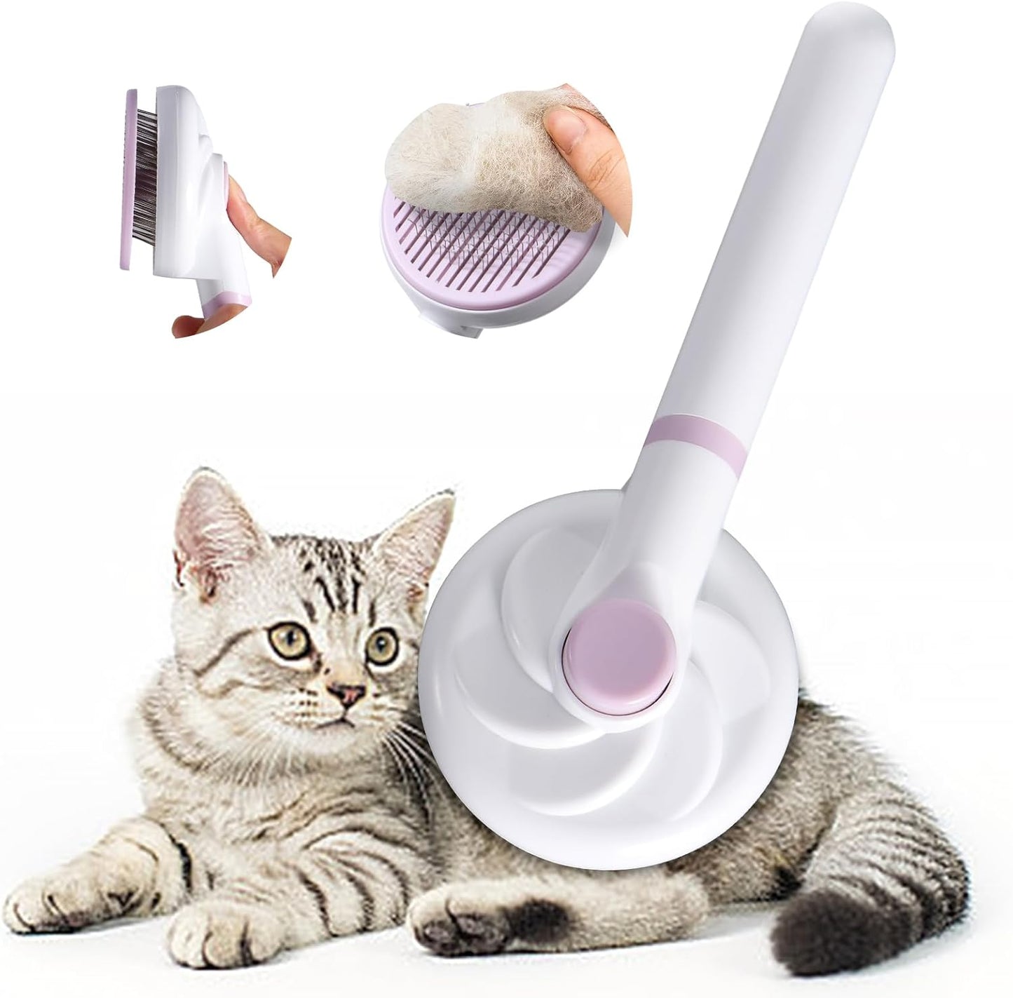 Brosse Pour Chat, Nettoyage Des Peluches, Poignée Amovible, Brosse De Nettoyage Pour Animaux De Compagnie (Violet)