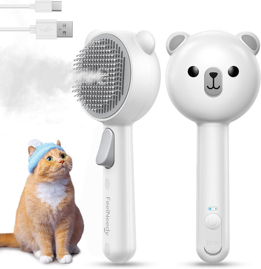 Brosse Vapeur Chat Rechargeable, Brosse Vapeur Chien Avec Bouton De Déverrouillage, Brossechat Pour Poils Long Et Court, Pour Chiens, Lapins