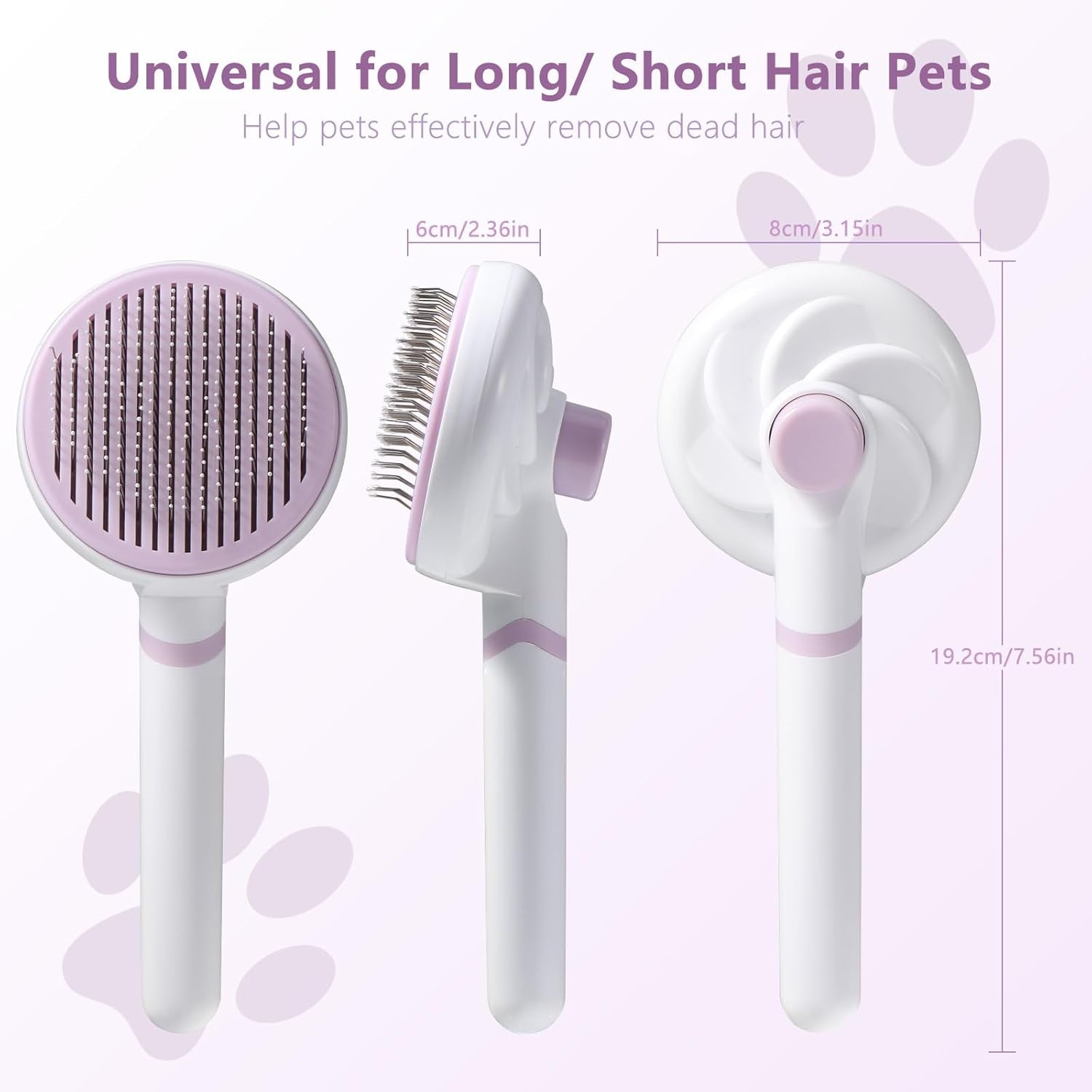 Brosse Pour Chat, Nettoyage Des Peluches, Poignée Amovible, Brosse De Nettoyage Pour Animaux De Compagnie (Violet)