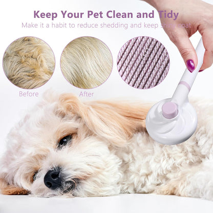 Brosse Pour Chat, Nettoyage Des Peluches, Poignée Amovible, Brosse De Nettoyage Pour Animaux De Compagnie (Violet)