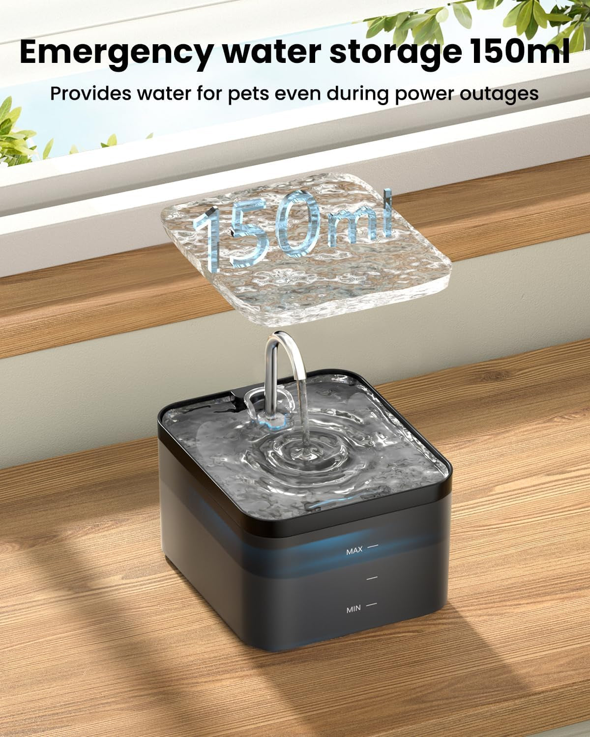 Fontaine a Eau Chat, 2,2L, Super Silencieuse, Filtre À Carbone Activé, Facile À Mettoyer, Distributeur Eau Chat Avec LED, Convient À Plusieurs Animaux De Compagnie