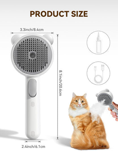 Brosse Vapeur Chat Rechargeable, Brosse Vapeur Chien Avec Bouton De Déverrouillage, Brossechat Pour Poils Long Et Court, Pour Chiens, Lapins
