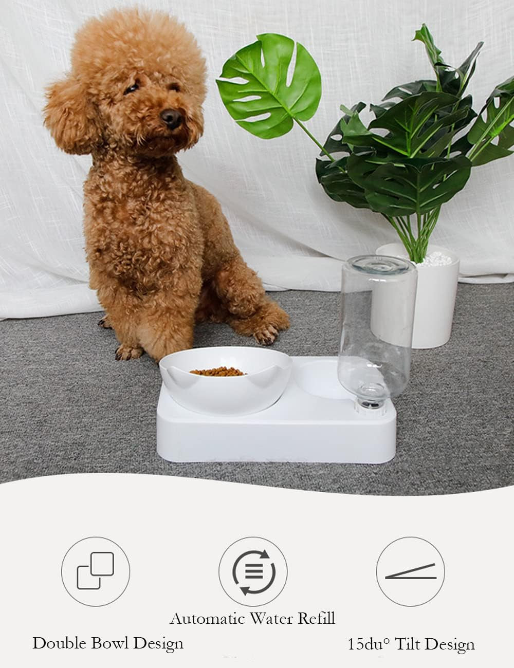 Gamelle Chat, Inclinable À 15° Bol Pour Chat Anti-Vomissements Bols, Pour Animaux De Compagnie 2-En-1 À Stockage D'Eau Automatique,Disponible Pour Les Chats Et Les Chiots