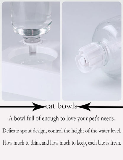 Gamelle Chat, Inclinable À 15° Bol Pour Chat Anti-Vomissements Bols, Pour Animaux De Compagnie 2-En-1 À Stockage D'Eau Automatique,Disponible Pour Les Chats Et Les Chiots