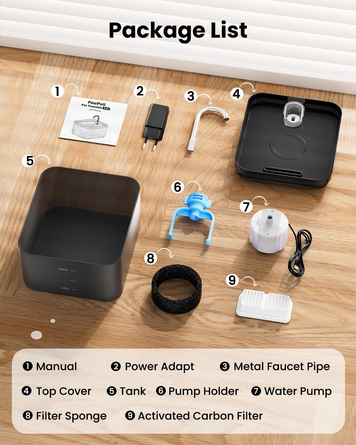 Fontaine a Eau Chat, 2,2L, Super Silencieuse, Filtre À Carbone Activé, Facile À Mettoyer, Distributeur Eau Chat Avec LED, Convient À Plusieurs Animaux De Compagnie