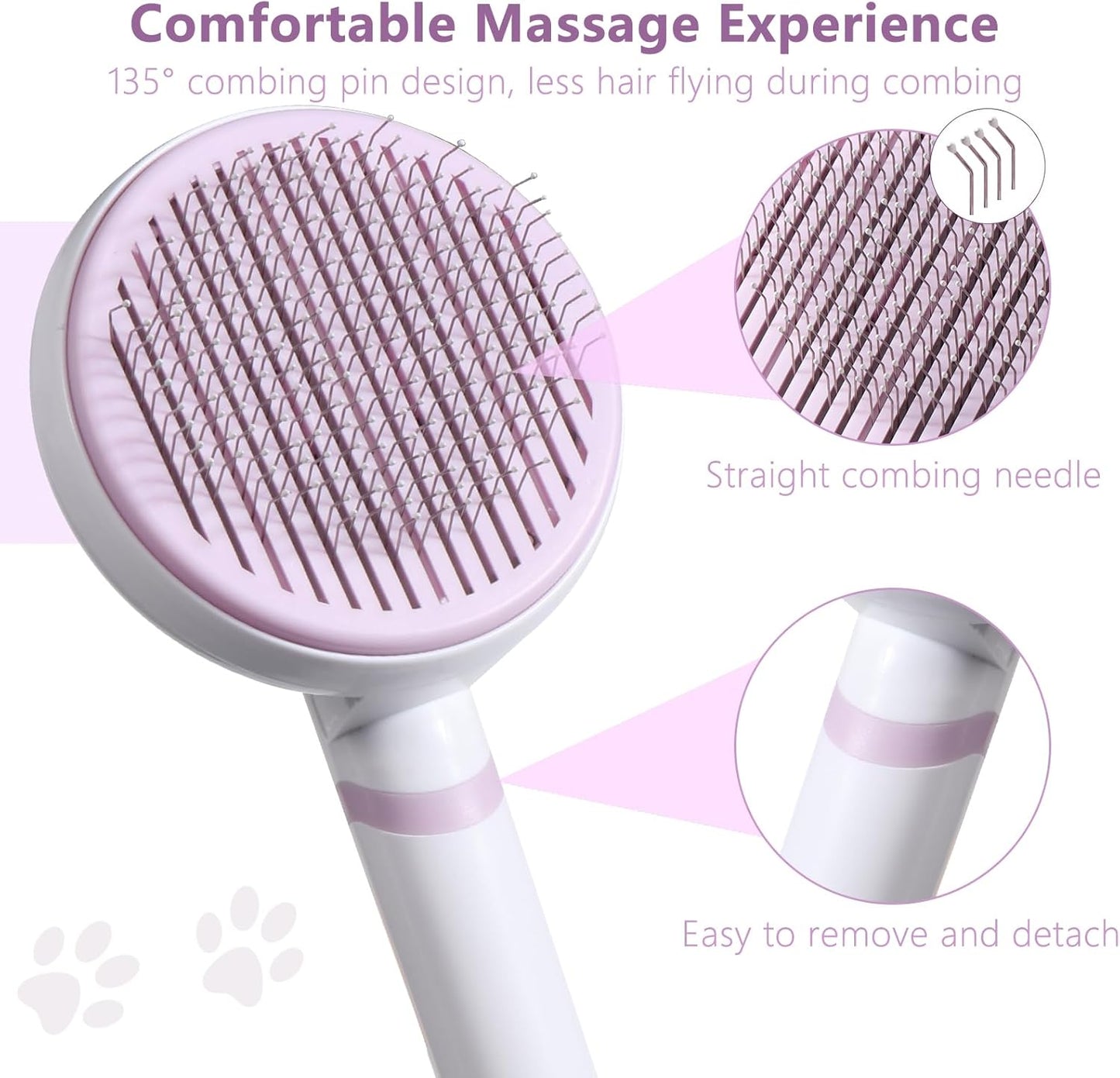 Brosse Pour Chat, Nettoyage Des Peluches, Poignée Amovible, Brosse De Nettoyage Pour Animaux De Compagnie (Violet)