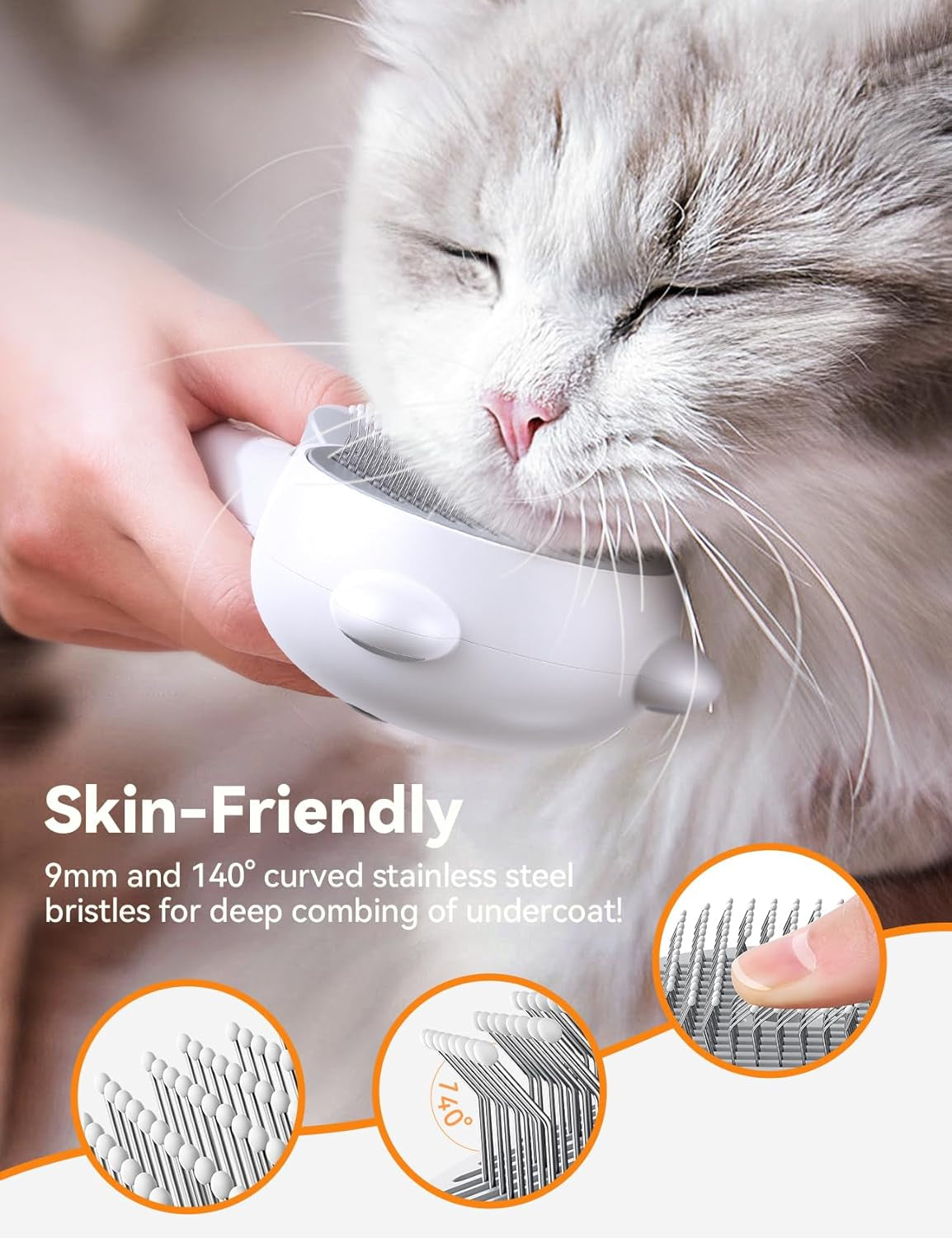 Brosse Vapeur Chat Rechargeable, Brosse Vapeur Chien Avec Bouton De Déverrouillage, Brossechat Pour Poils Long Et Court, Pour Chiens, Lapins