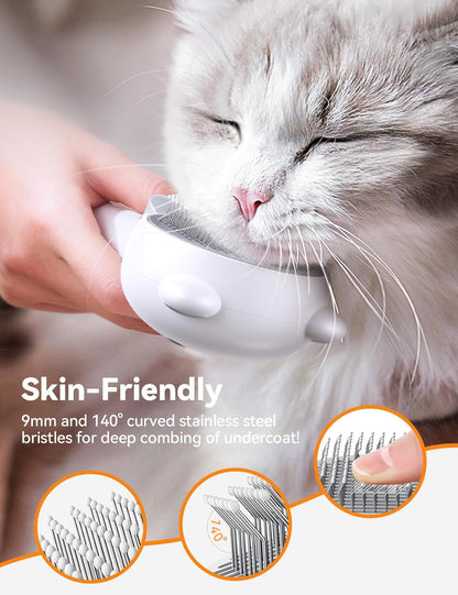 Brosse Vapeur Chat Rechargeable, Brosse Vapeur Chien Avec Bouton De Déverrouillage, Brossechat Pour Poils Long Et Court, Pour Chiens, Lapins